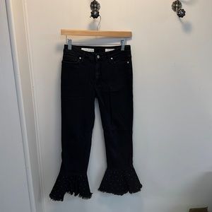 Black Anthropologie Pilcro Jeans With Studded, Flared Bottoms.